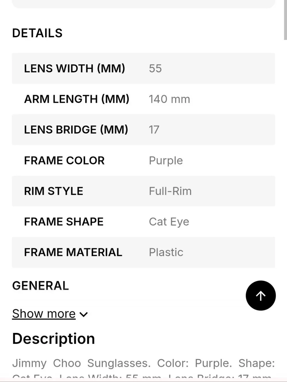 JIMMY CHOO X Sienna Miller sparks Purple cat-eye sunglasses New Without Case